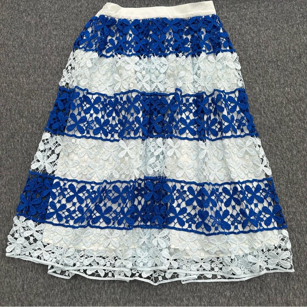 Eloquii Crochet Lace Midi Skirt Women’s 14 Cottagecore Boho Fairycore Blue White
